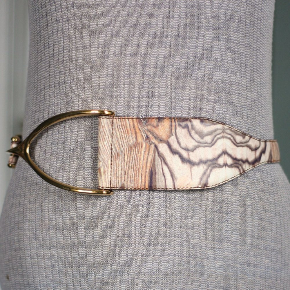 ALEXANDER MCQUEEN Wood Grain Wishbone Belt
